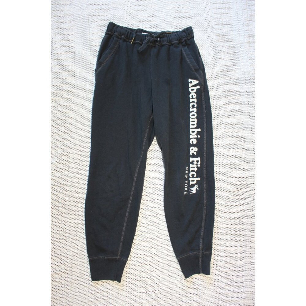 VTG Abercrombie & Fitch Y2K Black Joggers Size M Fleece Sweat Pants Goth street